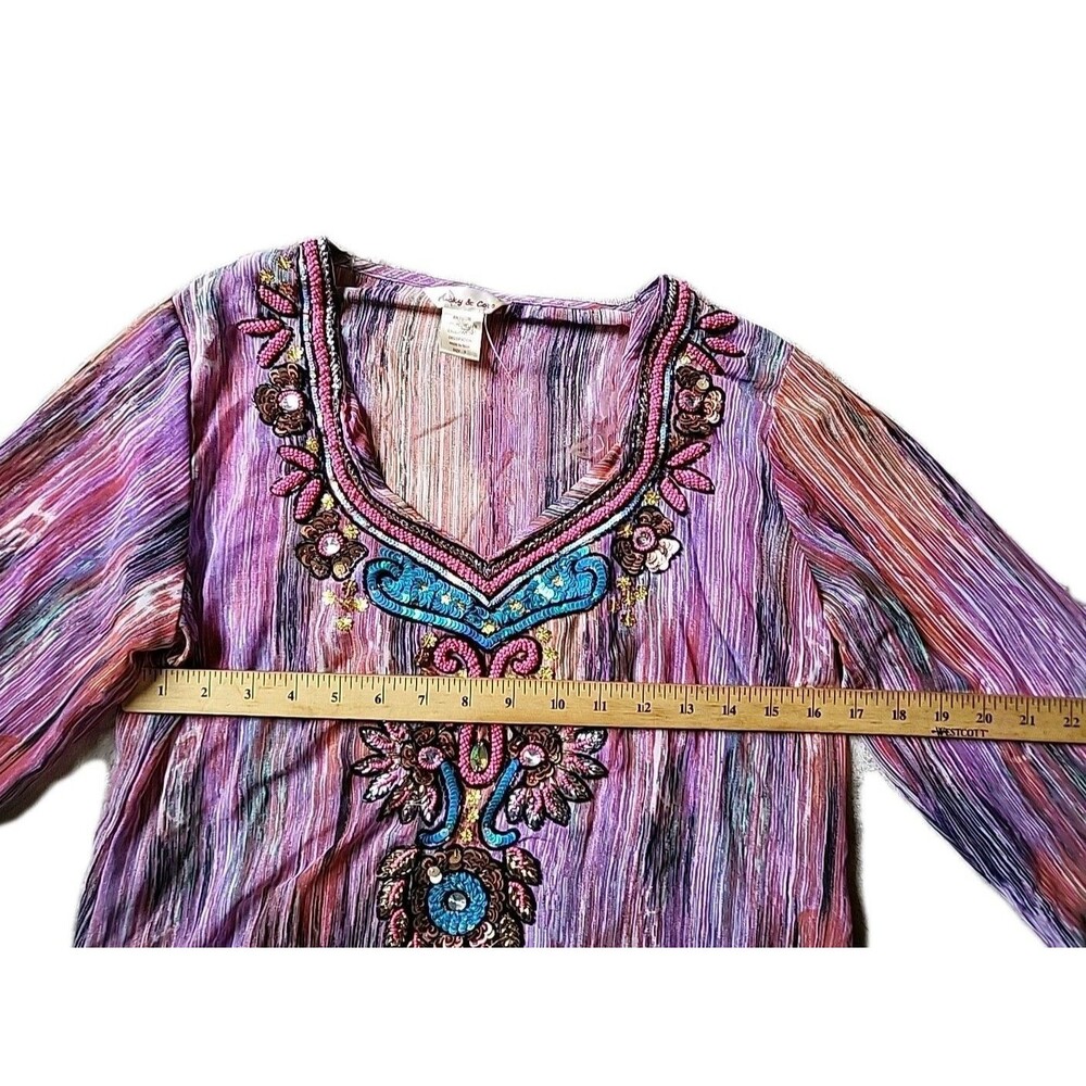 LUCKY & COCO WOMEN'S  SMALL TUNIC BEACH WEAR SWIMSUIT COVER UP HEAVILY BEADED - Picture 4 of 10